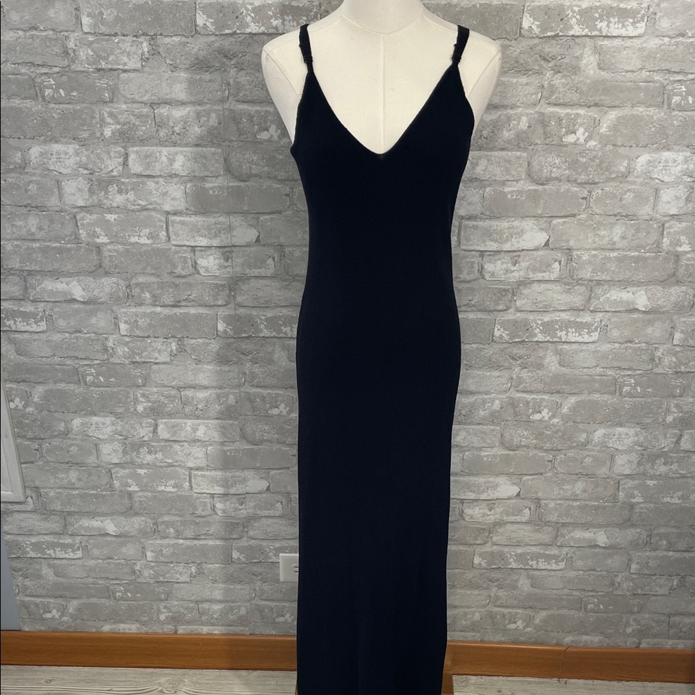 Freshman 1996 Black Ribbed Sweater Maxi Dress